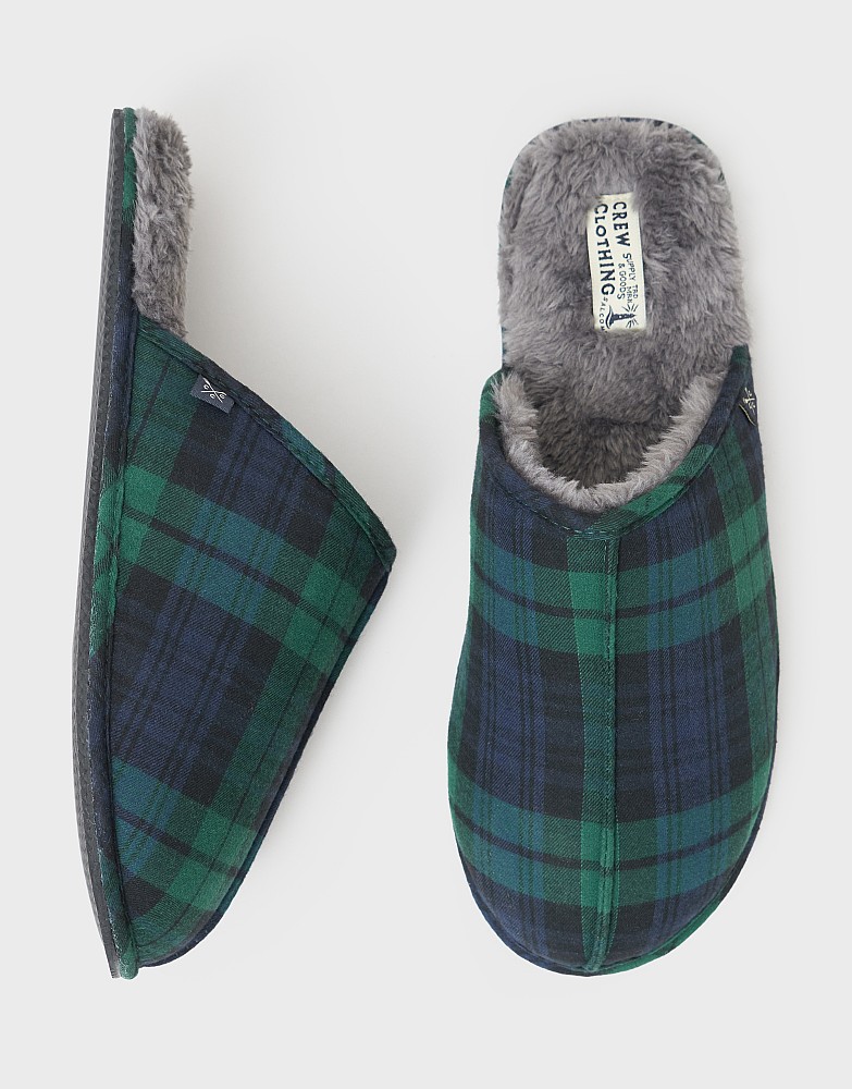 Mule Slippers in Green Check