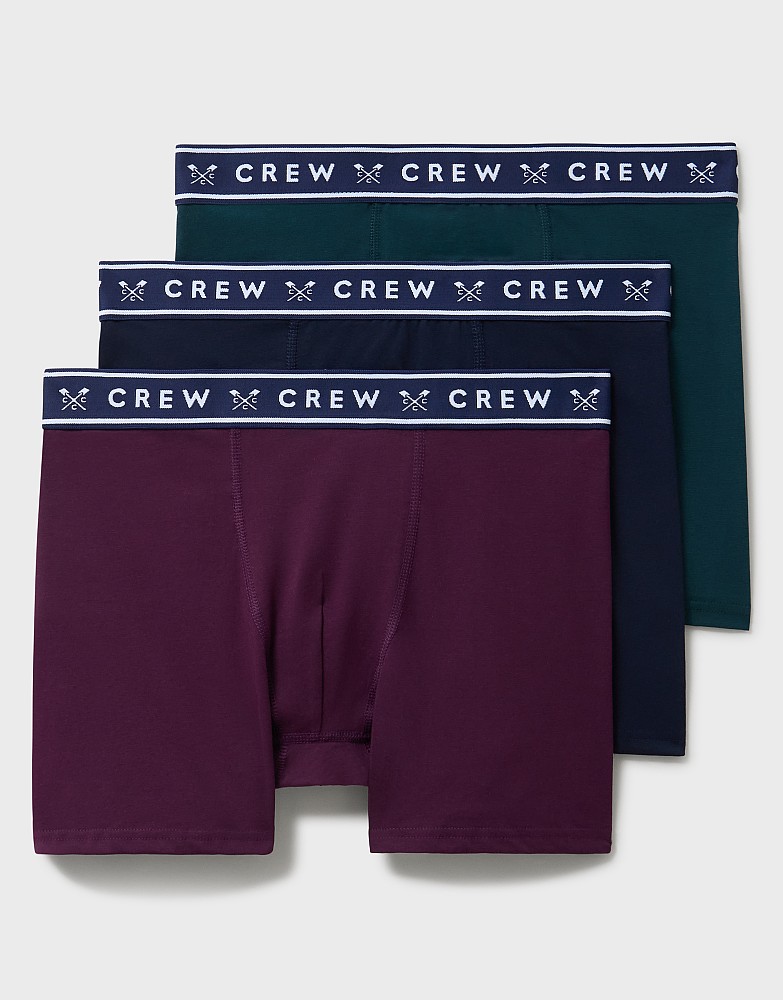 3 Pack Jersey Boxers in Navy, Green and Burgundy