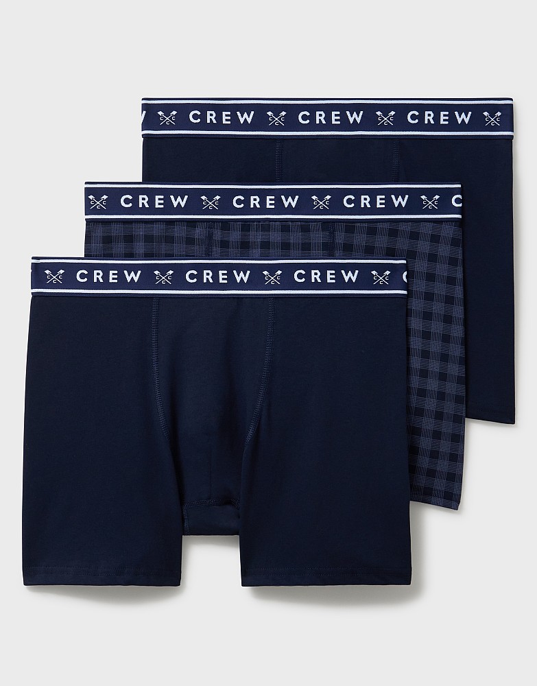 3 Pack Jersey Boxers in Navy and Navy Check