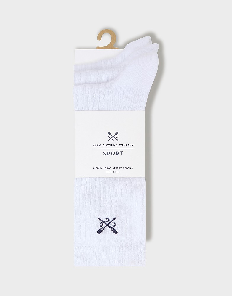 3 Pack Logo Sports Socks in White, view 2
