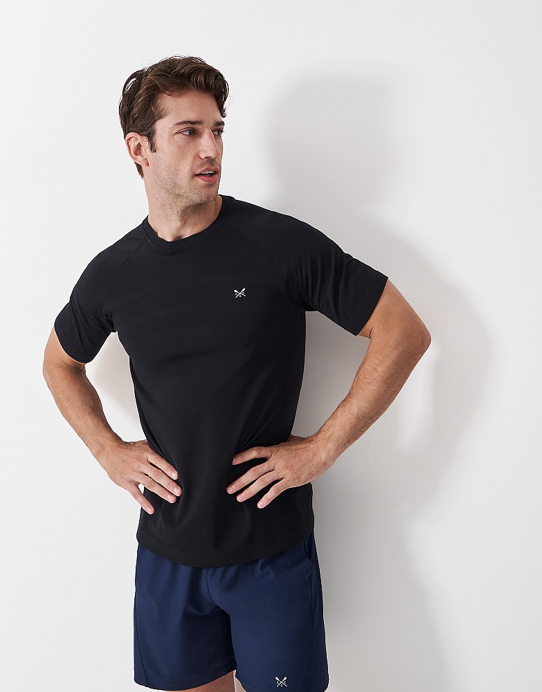 Relaxed Space Dye Seam Free Sports Tee in Black