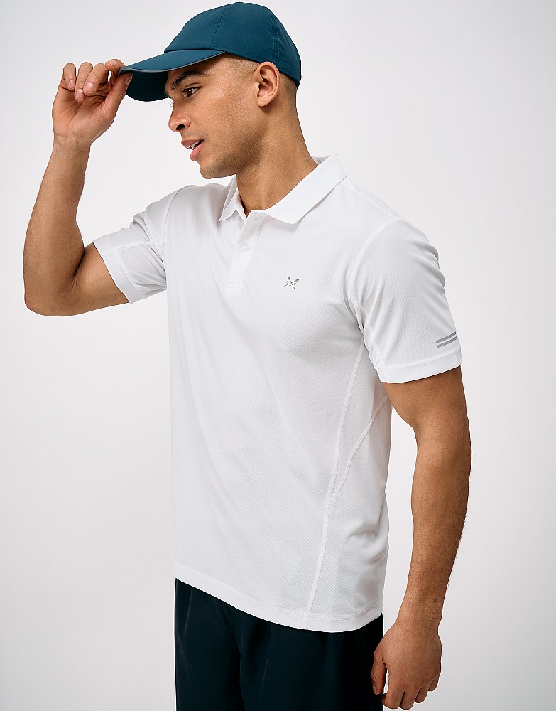 Core Sport Pique Button Polo in White