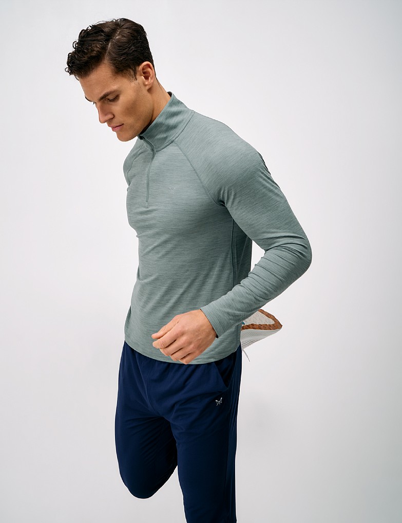 Active Comfort Studio Quarter Zip in Sage Green Marl