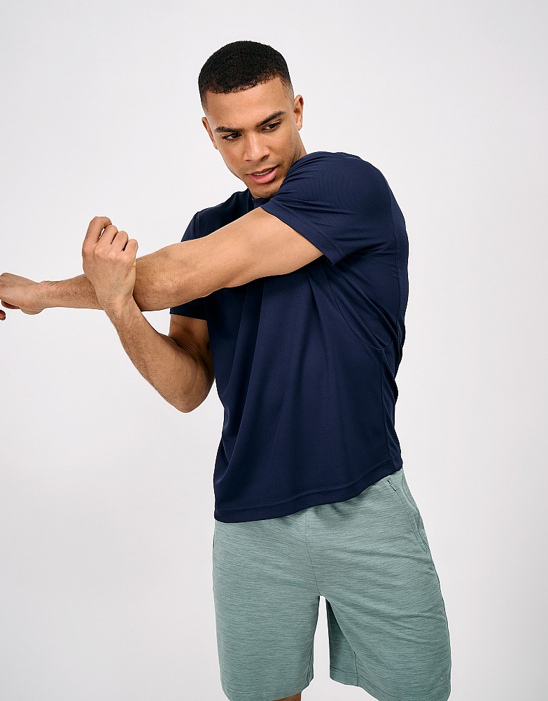 Active Short Sleeve Pique T-Shirt in Navy