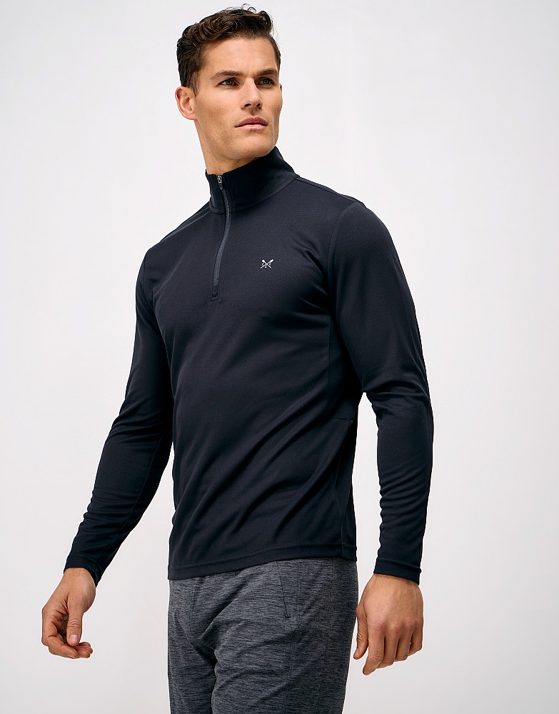 Active Long Sleeve Pique Quarter Zip in Black