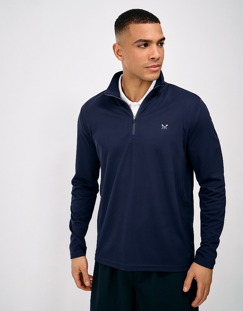 Active Long Sleeve Pique Quarter Zip in Navy