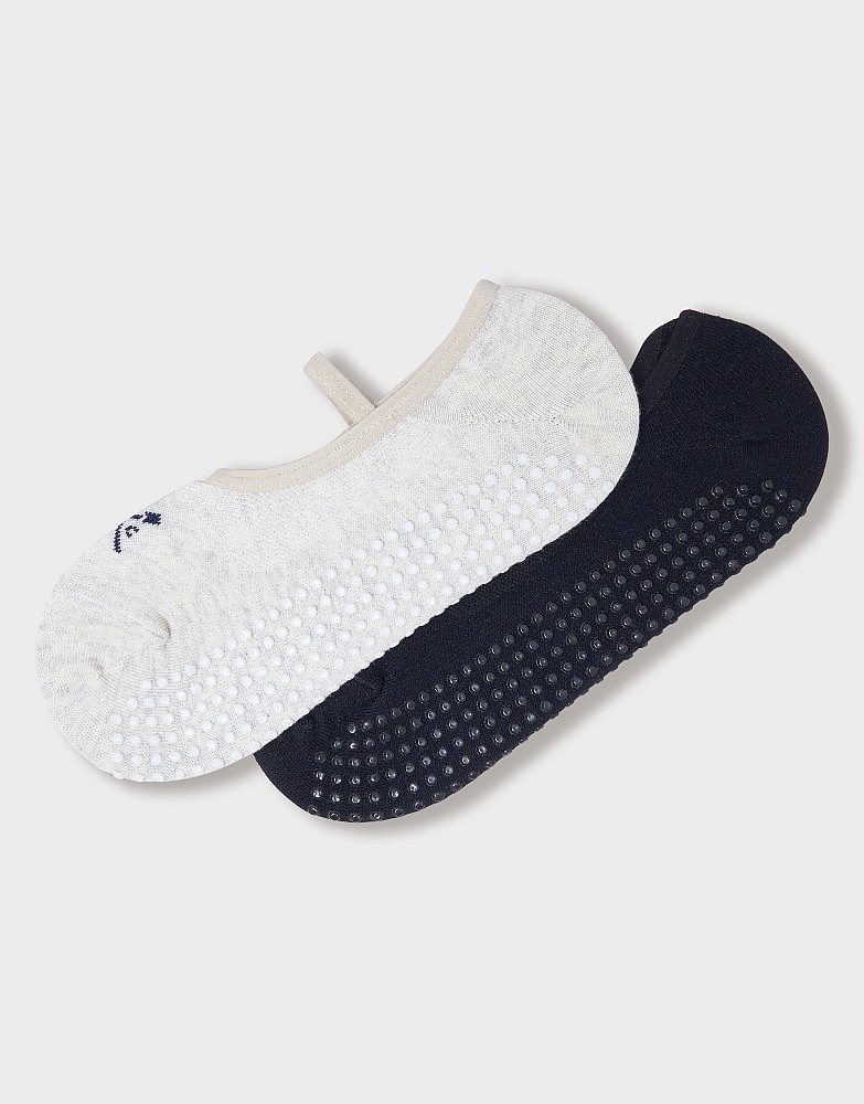 2-Pack Pilates Socks in Black & Grey Marl