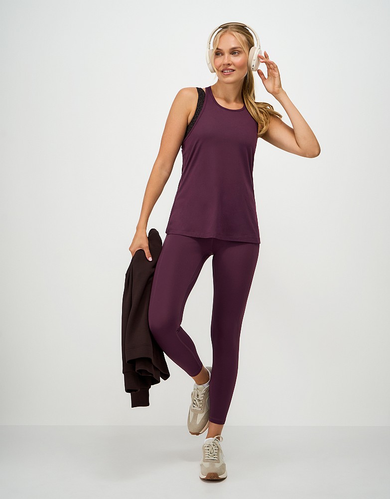 Fleece Back Reflective Leggings in Wine