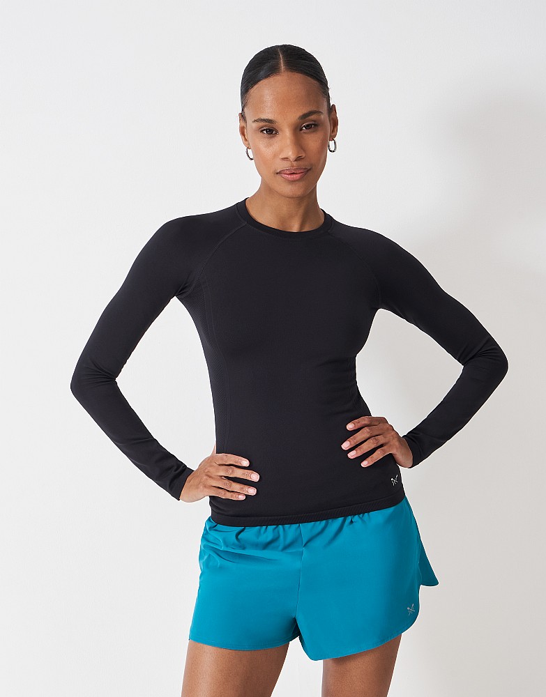 Seam-free Long Sleeve Sports Top in Black