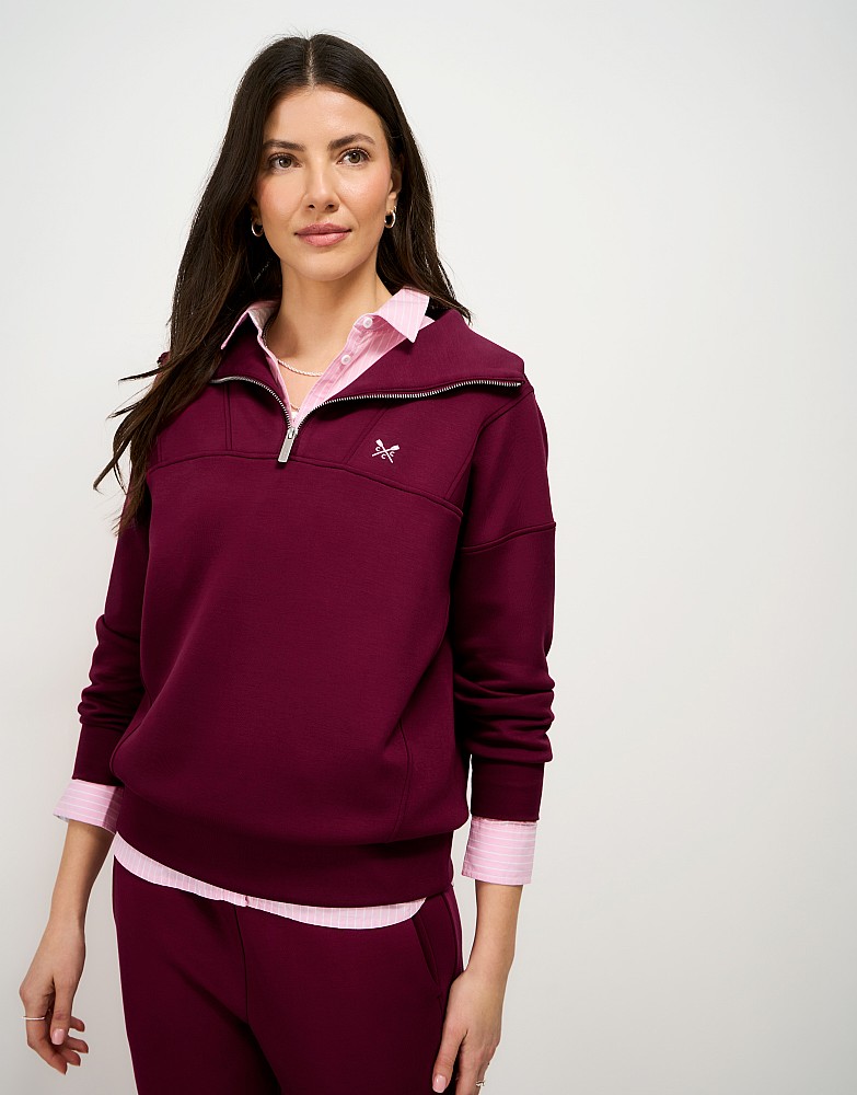 SuperLuxe Half Zip Sweat in Deep Red