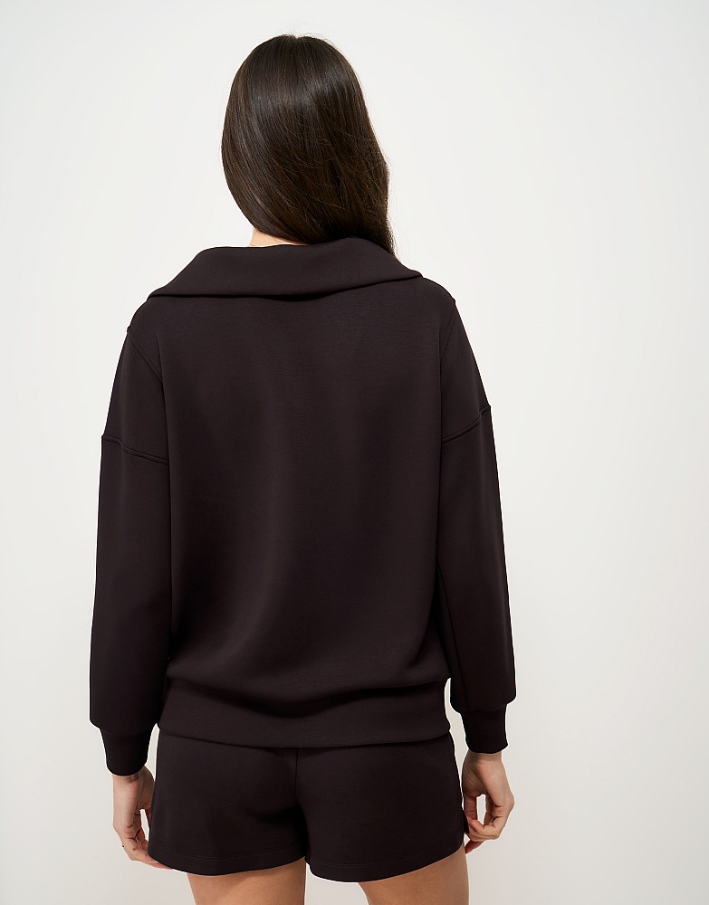 Women's SuperLuxe Half Zip Sweat in Brown from Crew Clothing Company