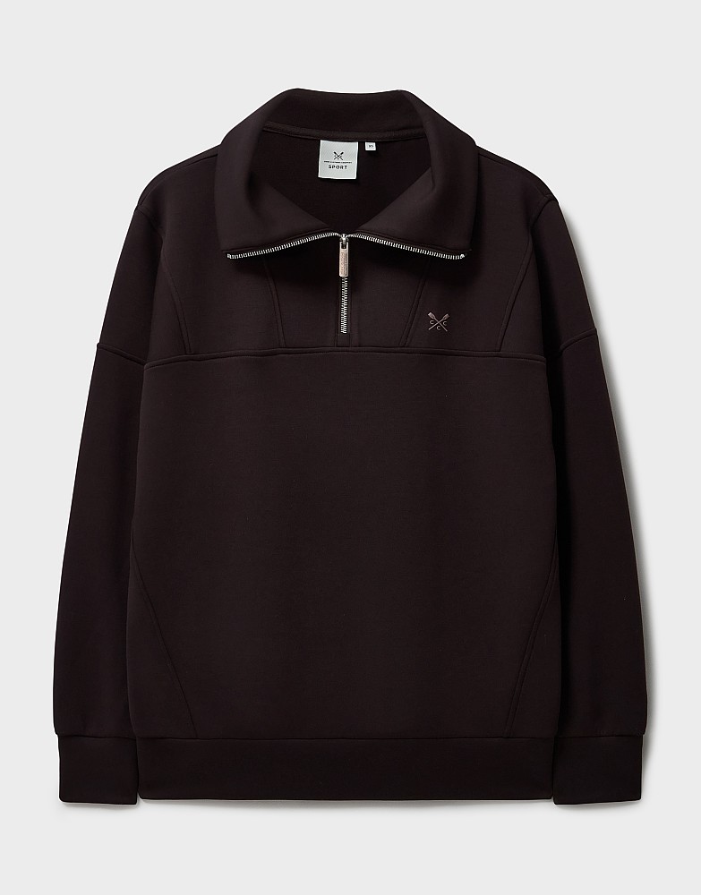Women's SuperLuxe Half Zip Sweat in Brown from Crew Clothing Company