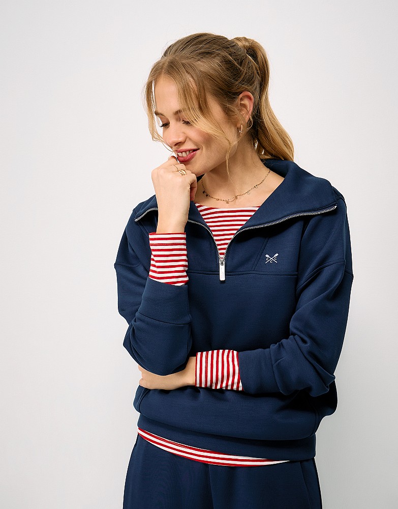 SuperLuxe Half Zip Sweat in Dark Blue