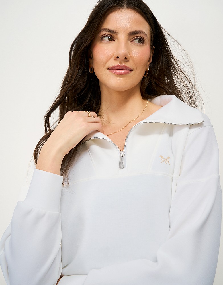 SuperLuxe Half Zip Sweat in White