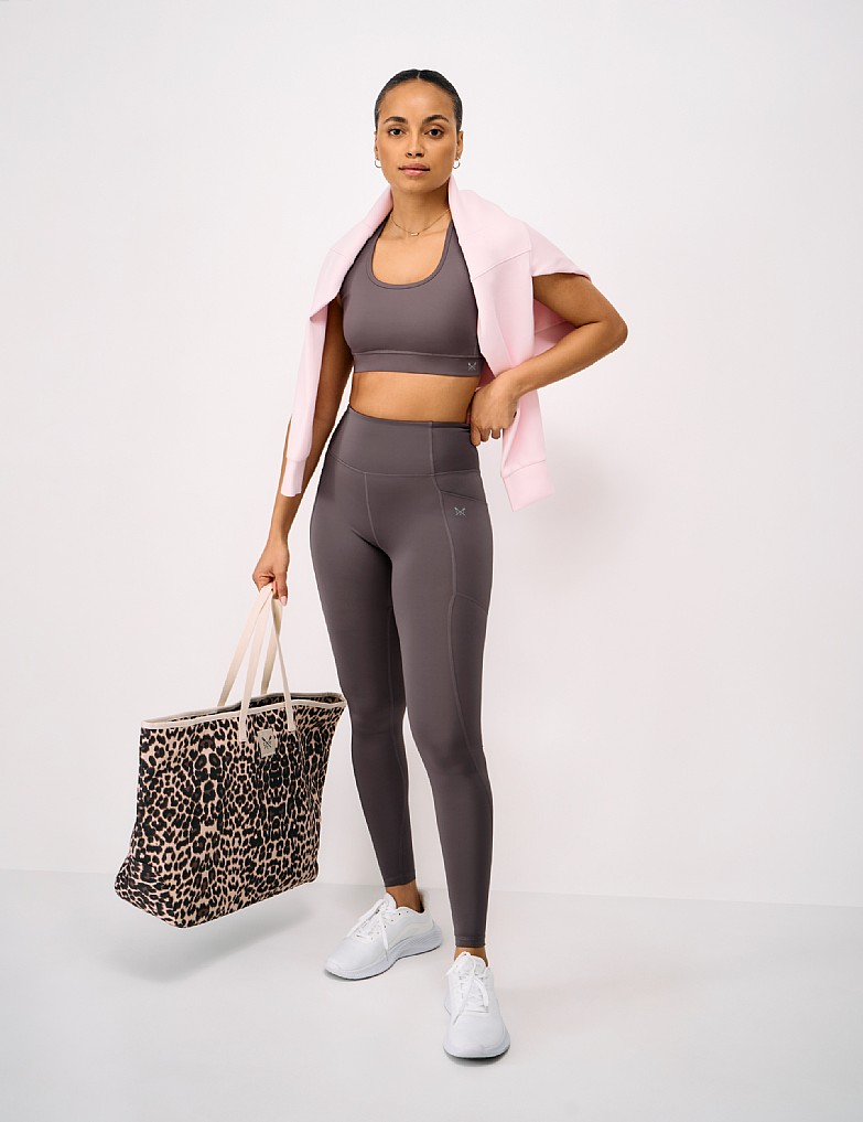 Gloss Jersey Full Length Leggings in Brown