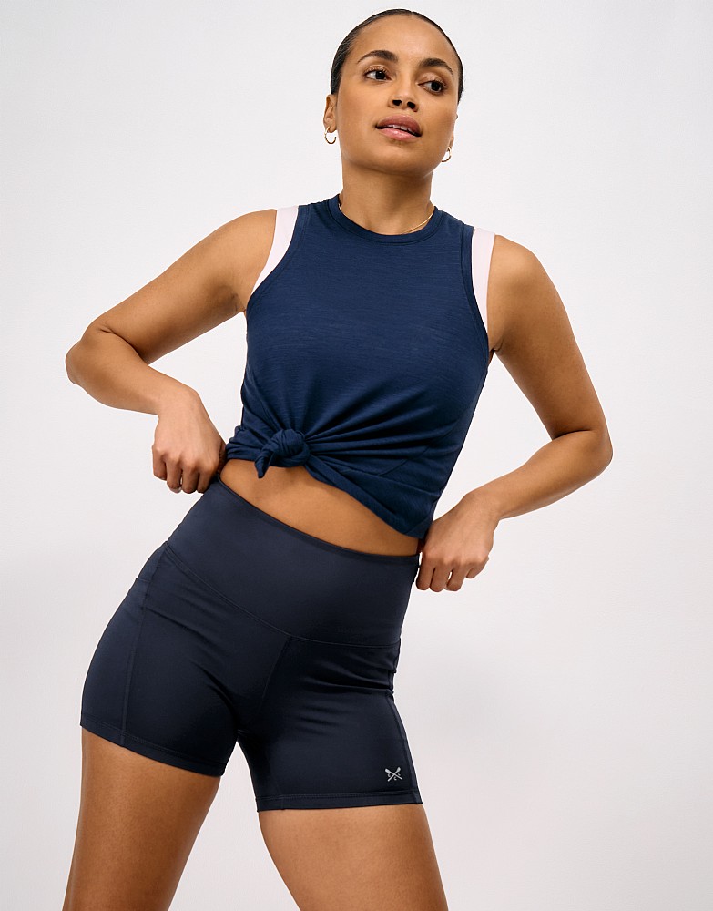 Mid-Length Jersey Shorts with Pockets in Navy