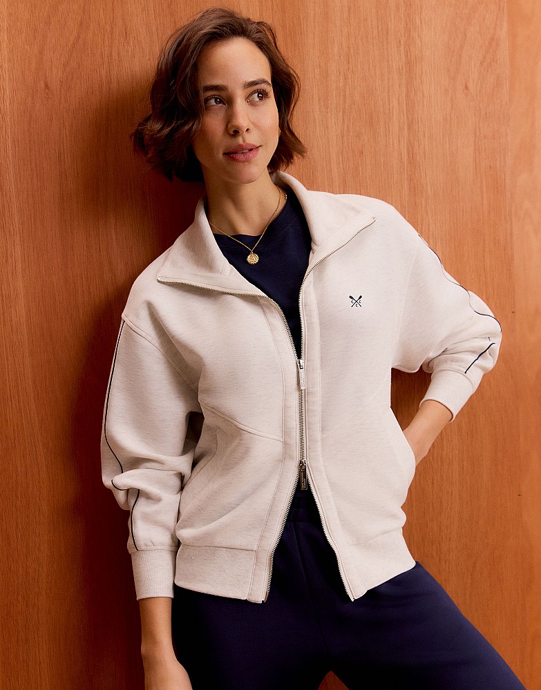 SuperLuxe Full Zip Sweatshirt in Oatmeal