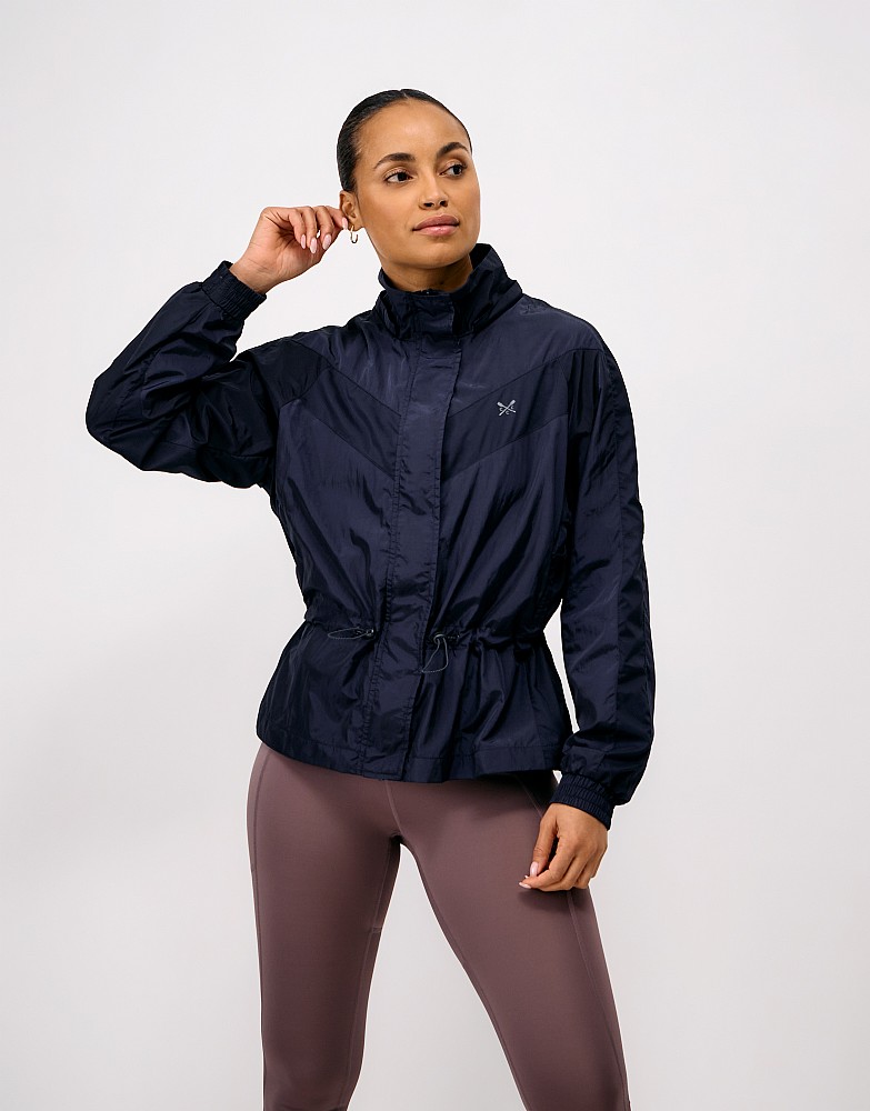 Hooded Zip Throught Windbreaker Jacket in Navy