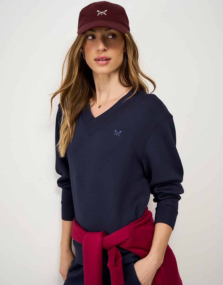 SuperLuxe V Neck Sweatshirt in Navy