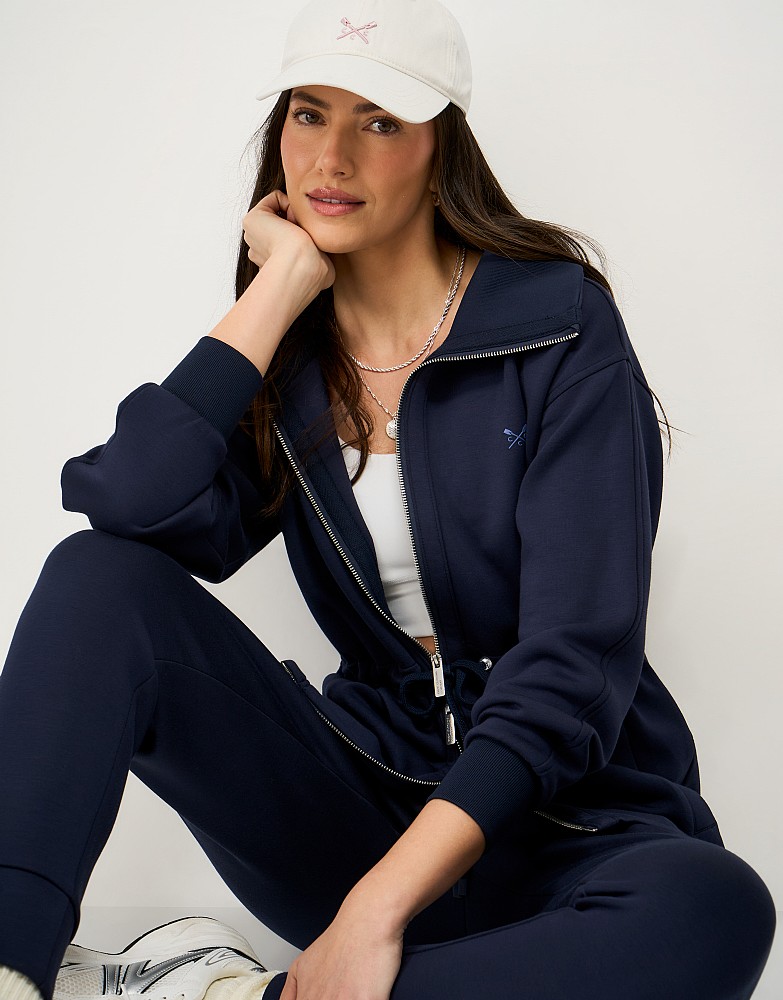 SuperLuxe Longline Zip Through Sweatshirt in Navy
