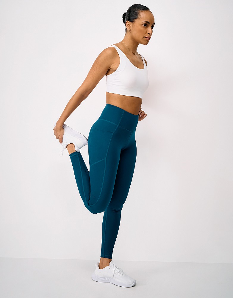 High Waisted Full Length Pocket Leggings in Blue