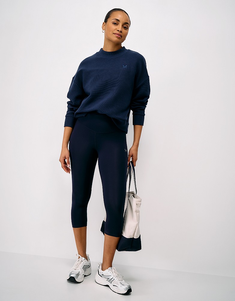 High Waisted Capri Leggings in Navy