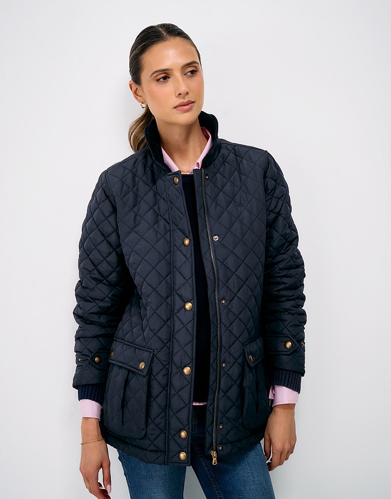 Diamond Quilted Jacket in Navy
