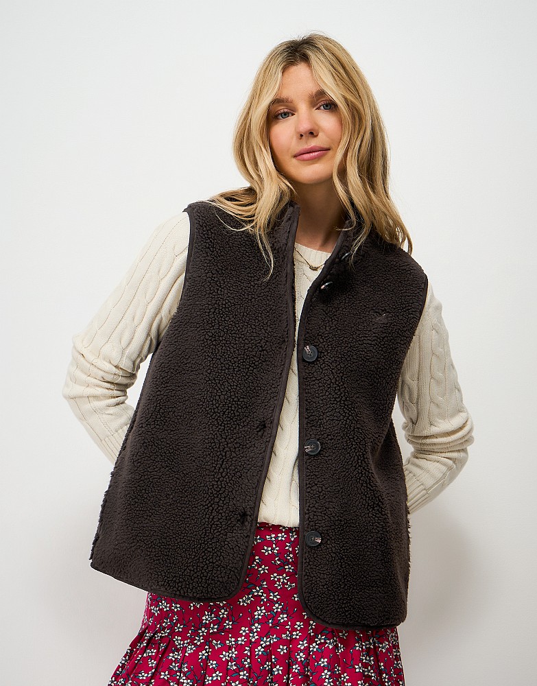 Borg Fleece Gilet in Chocolate Brown