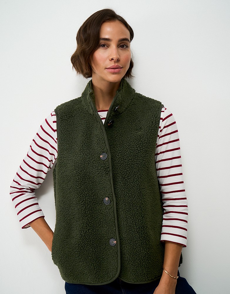 Borg Fleece Gilet in Green