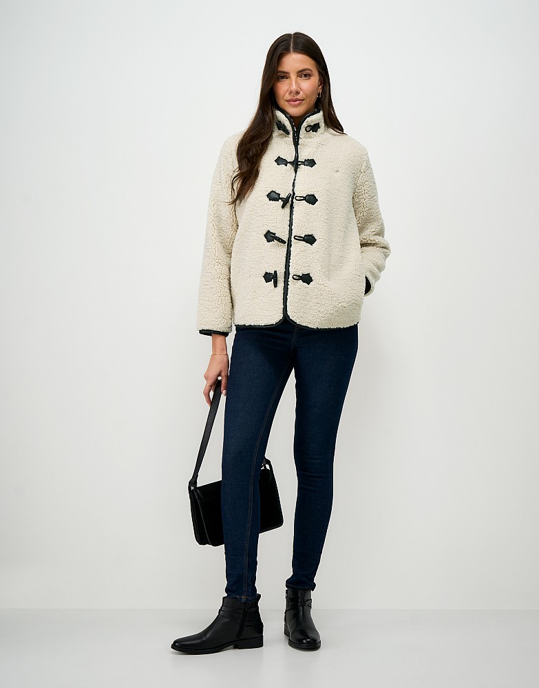 Borg Funnel Neck Jacket in Oatmeal