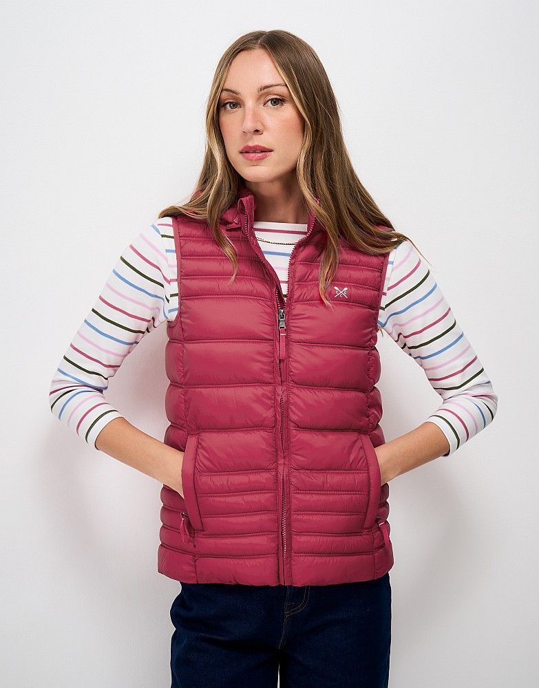 Lightweight Padded Showerproof Gilet in Cherry Red