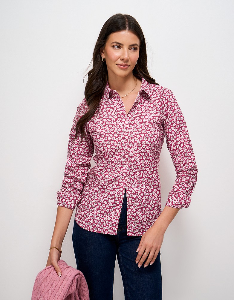 Classic Fit Lulworth Shirt in Red and White Floral