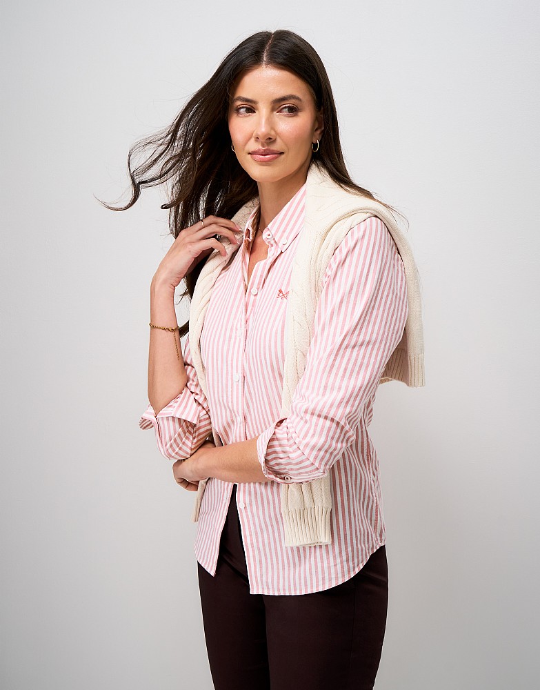 Stripe Bracken Oxford Shirt in Pink and White