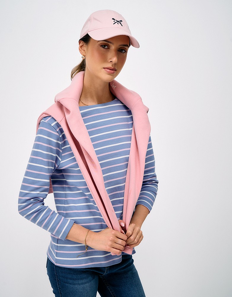 Textured Stripe Long Sleeve Top in Dark and Light Pink