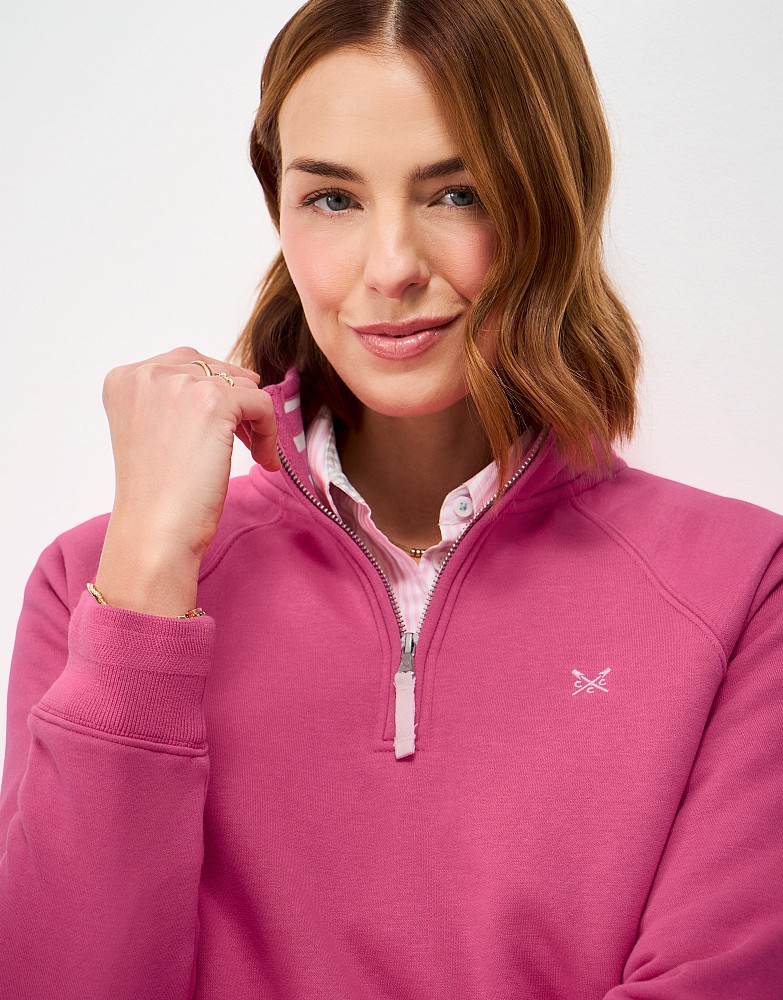 Half Zip Sweat in Pink