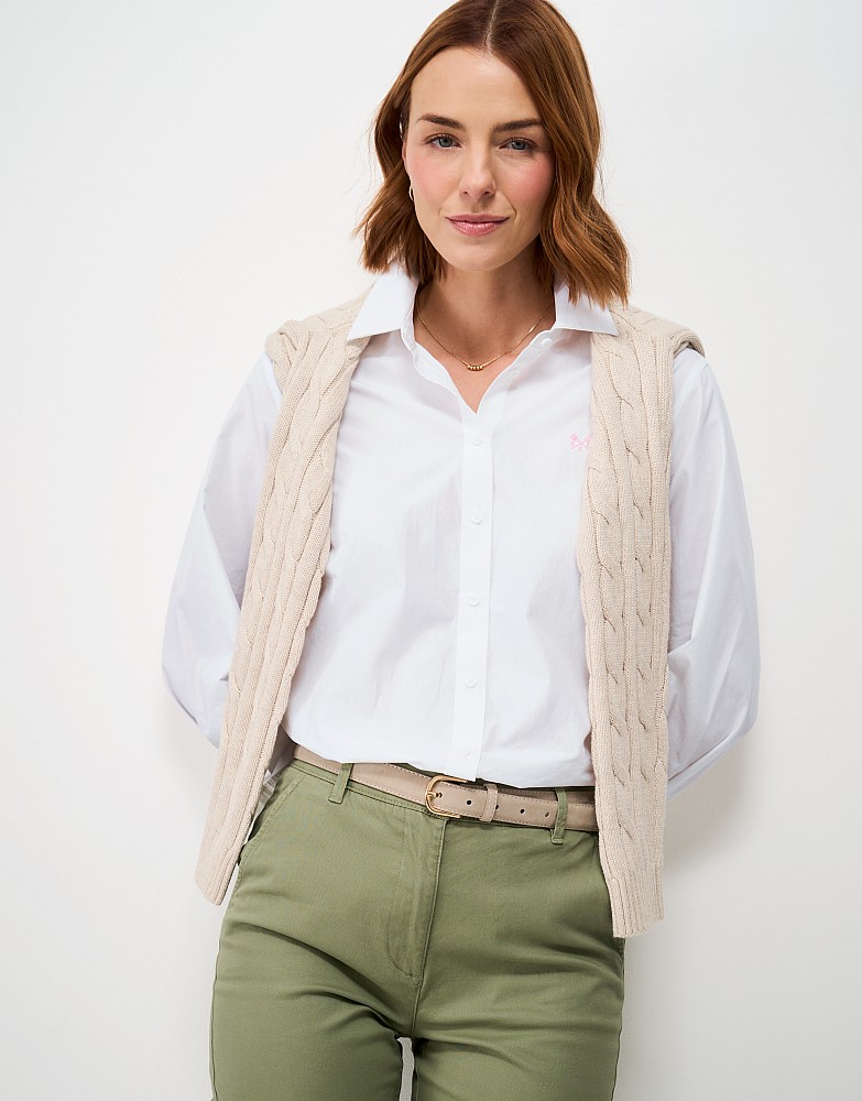 Tuck Detail Cotton Shirt in White