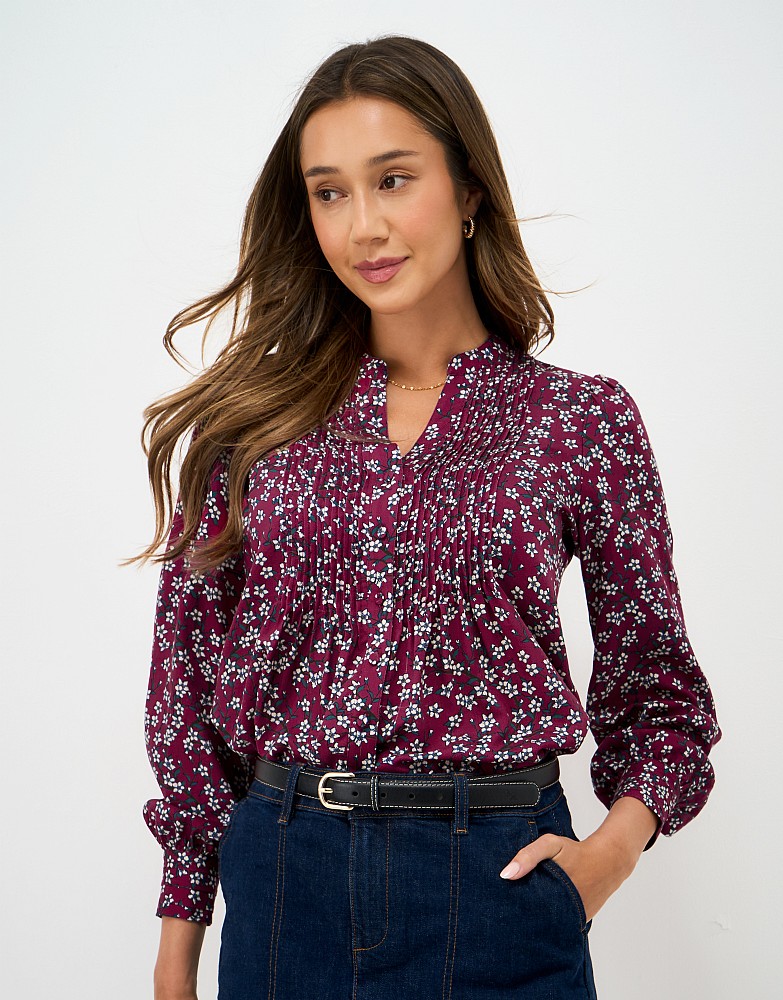 Abigail Pintuck Cherry Blossom Blouse in Bright Pink