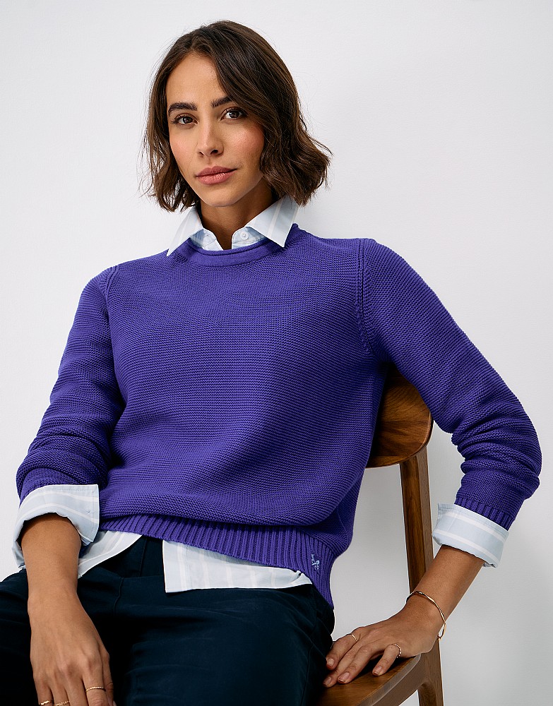 Laurie Cotton Roll-Edge Jumper in Blue