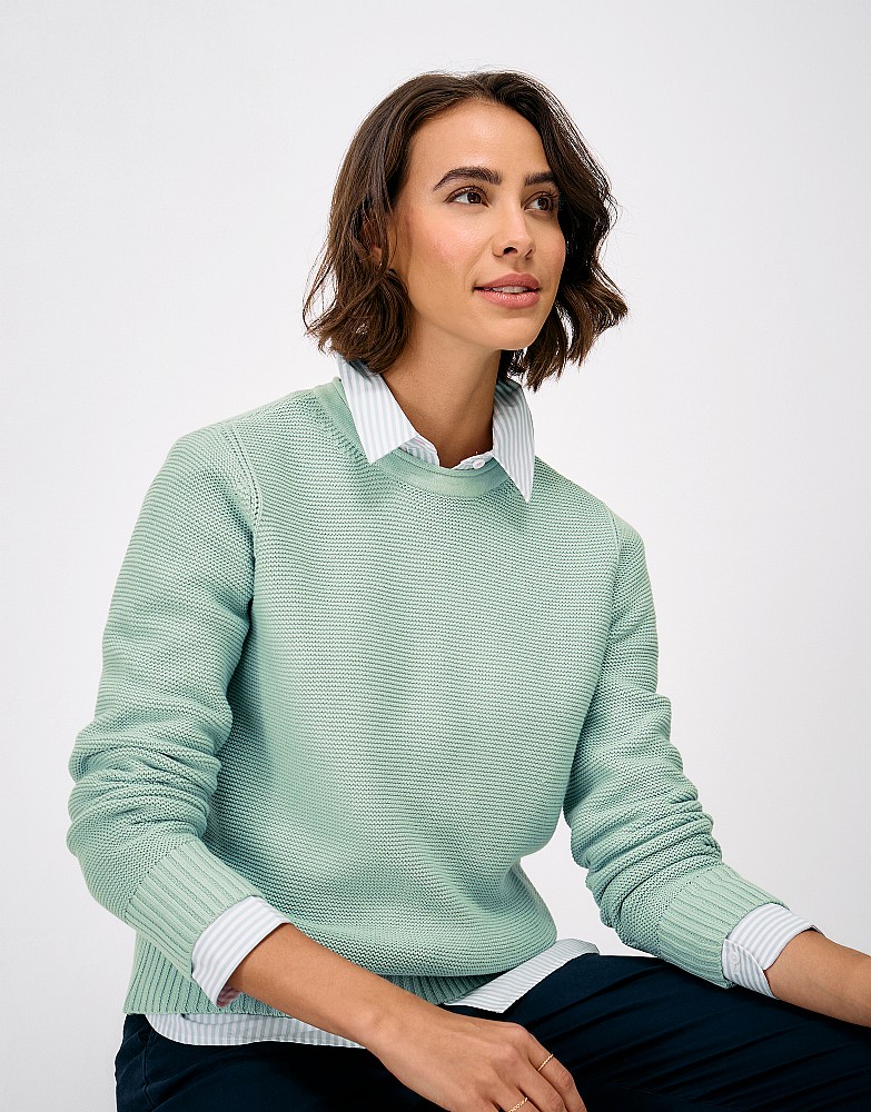 Laurie Cotton Roll-Edge Jumper in Grey Mist
