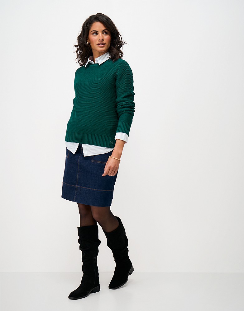 Laurie Cotton Roll-Edge Jumper in Teal