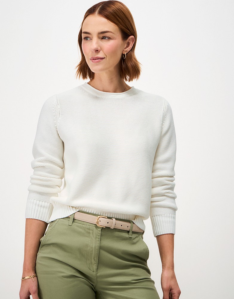 Laurie Cotton Roll-Edge Jumper in White