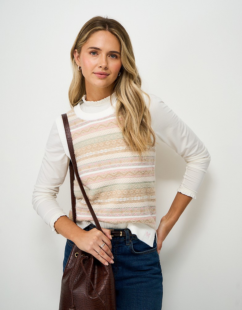 Mara Fair Isle Vest in Neutral Mix