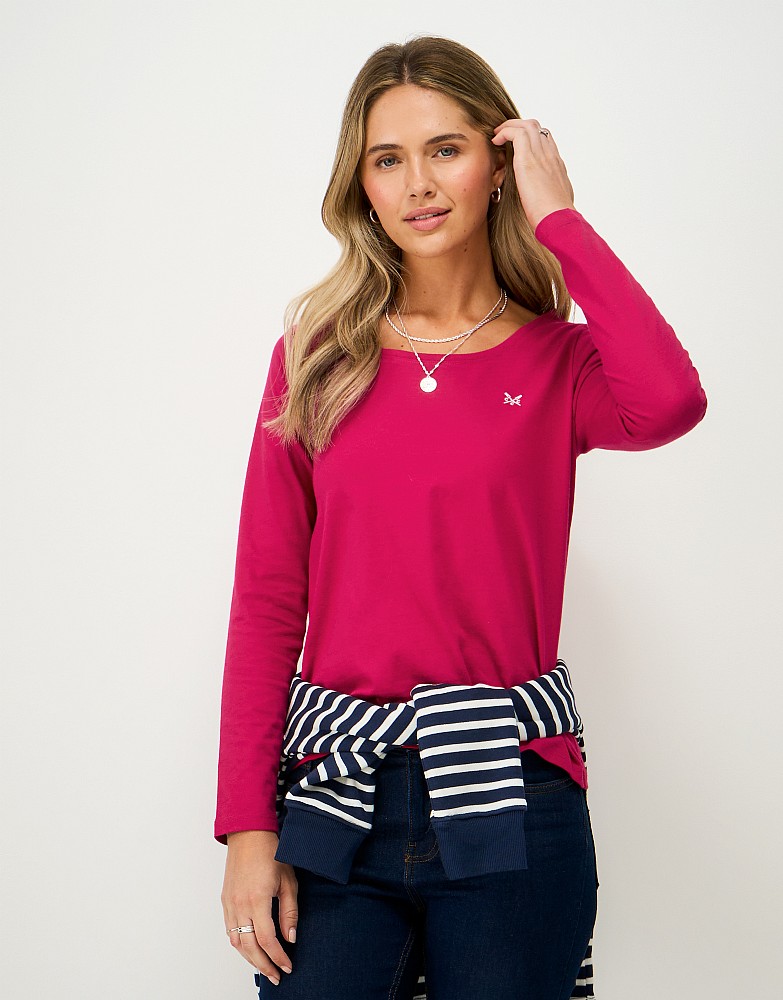 Supersoft Cotton Scoop Jersey Top in Cherry Red