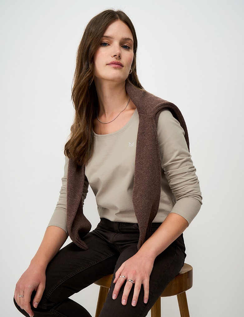 Supersoft Cotton Scoop Jersey Top in Neutral