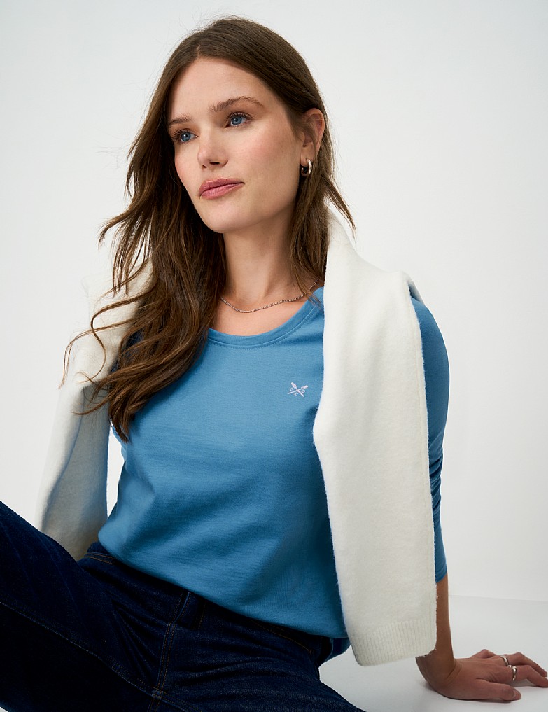 Supersoft Cotton Scoop Jersey Top in Blue