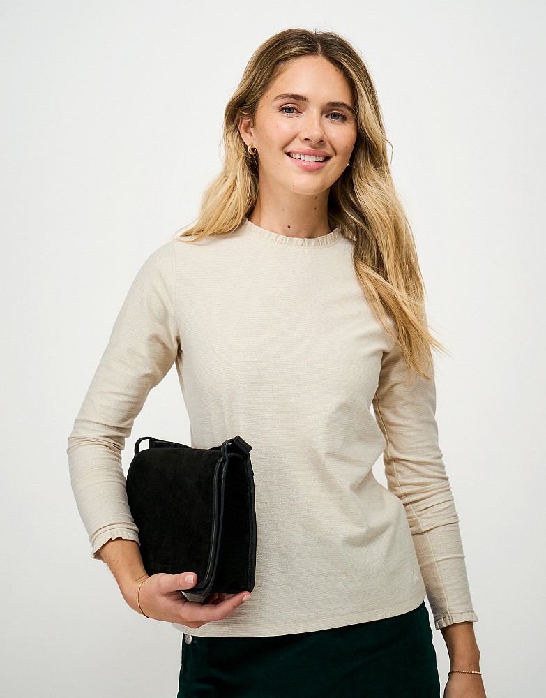 Sparkle Frill Neck Top in Ivory