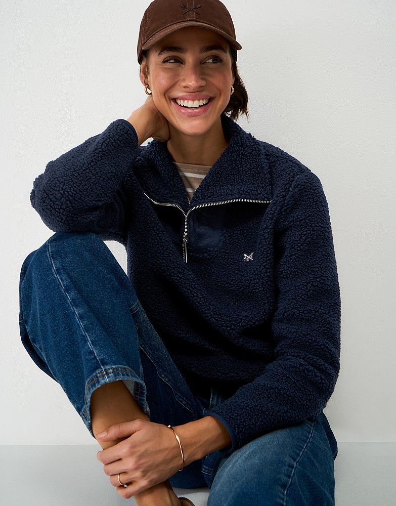 Borg Ribbed Mix Fleece in Navy