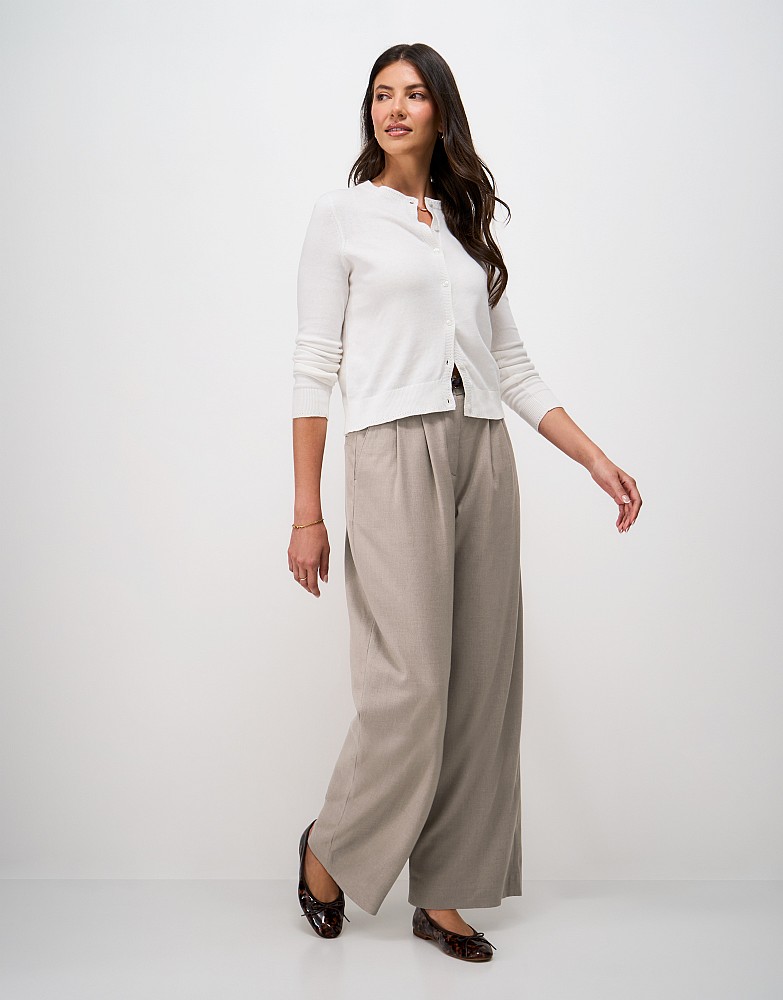Tailored Wide Leg Trousers in Mushroom