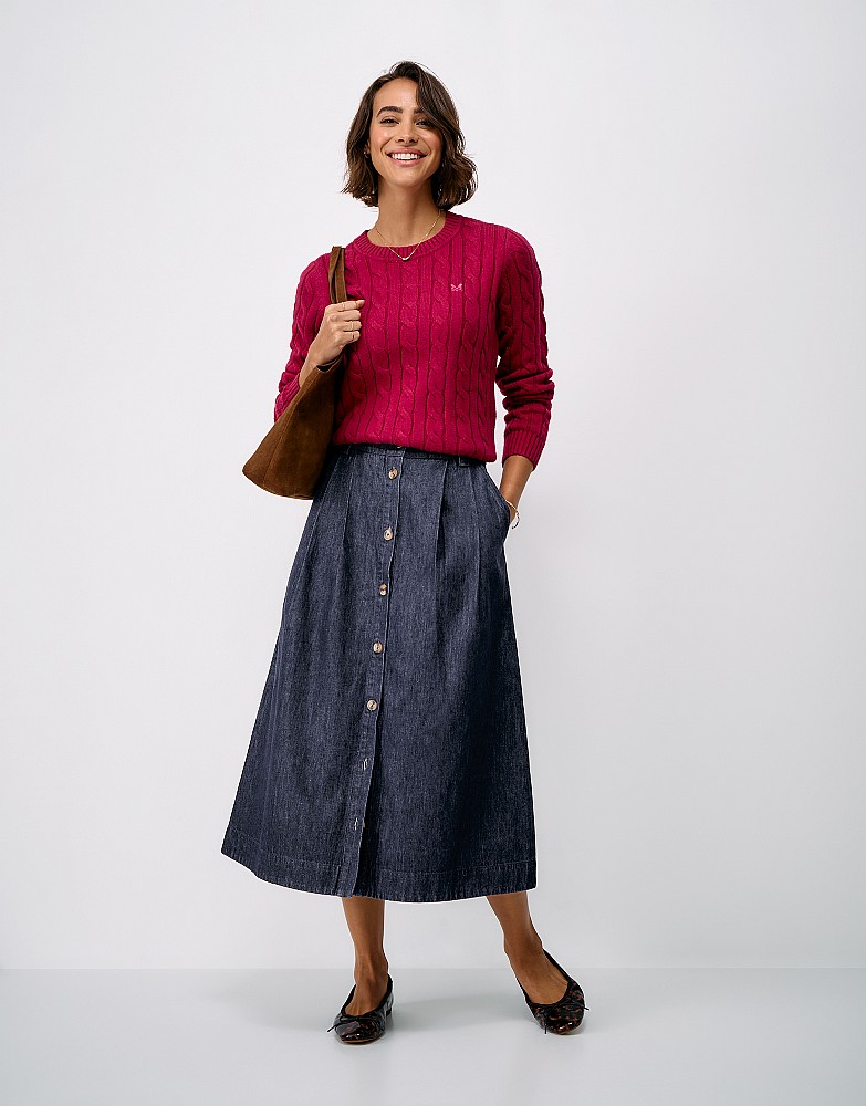 Ella Denim Midi Skirt in Indigo