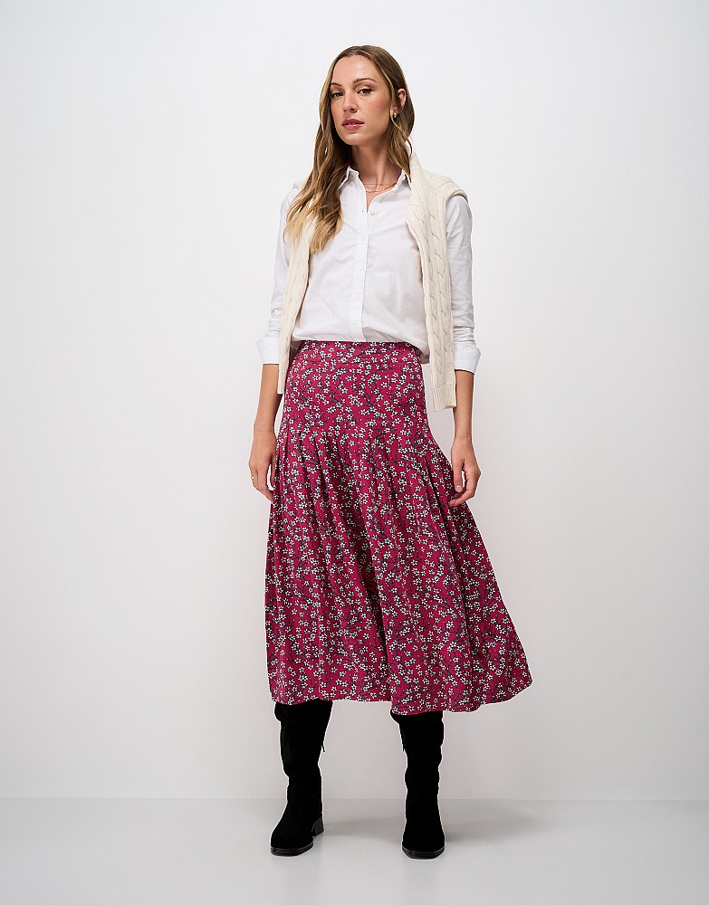 Verity Midi Skirt in Pink Cherry Blossom